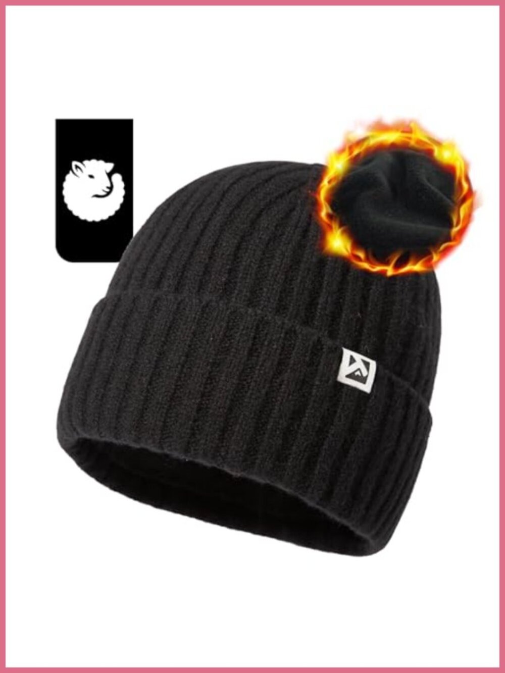 Merino Wool Beanie Fleece Lined Watch Cap Warm Winter Hat